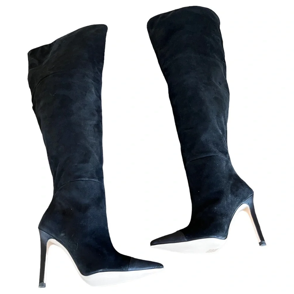 NWOT GOOD AMERICAN Over the Knee Slouch Boot Black 4